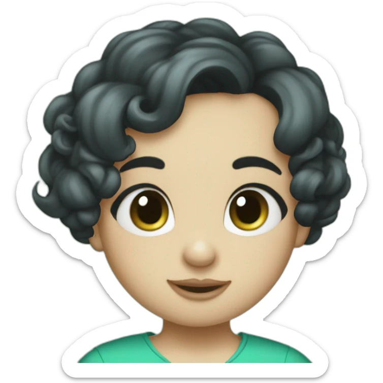 jerry mouse portrait with blue green dress and black babycutting haircut sticker