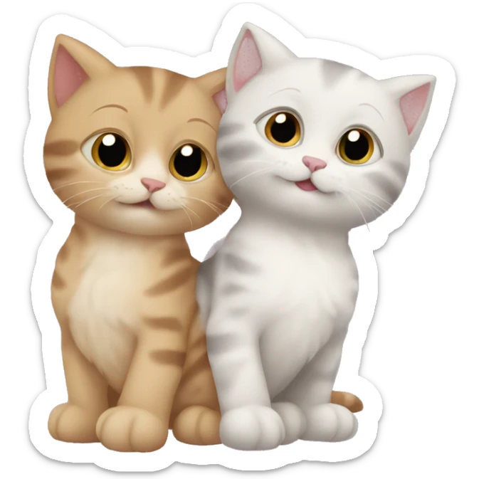 Two kittens hugging but one of them is the mother of the other  sticker