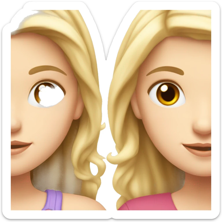 Blonde white girl and brunette white girl with hearts around sticker