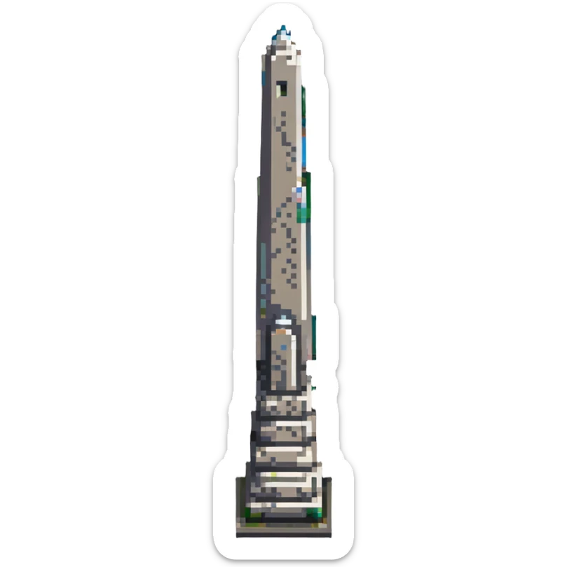 The Obelisk of Buenos Aires, a tall white stone monument with a pointed top, standing alone, iconic landmark of Argentina sticker