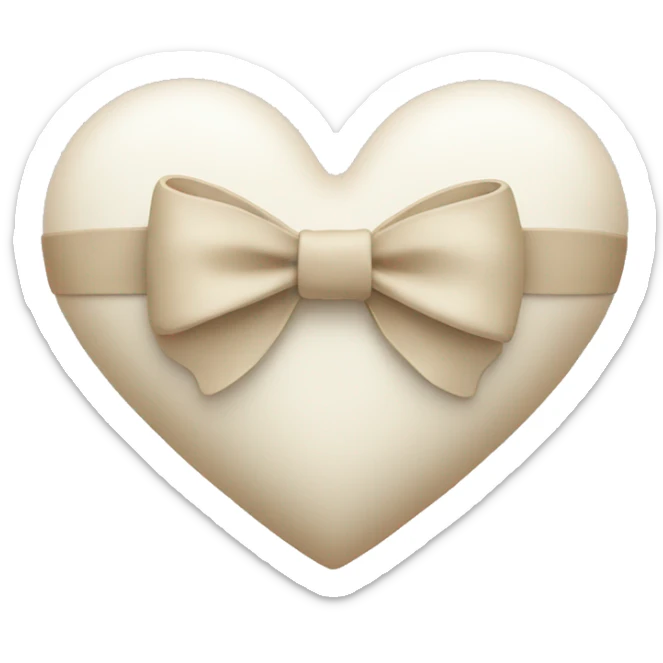 white heart with beige bow sticker