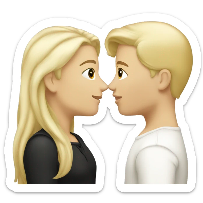 Blond and white gay kiss black hair white girl  sticker