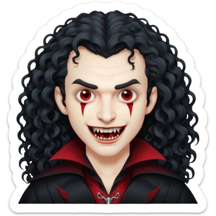 curly hair a picture of me as a vampirlong curly hair  e sticker