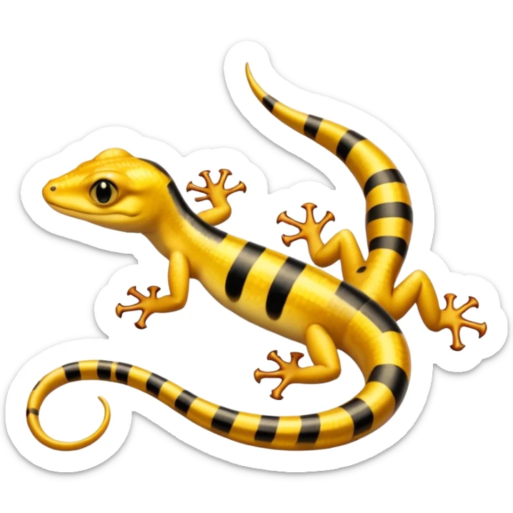 Yellow black-striped golden shiny salamander-gecko-dragon-Pokémon-hybrid  sticker