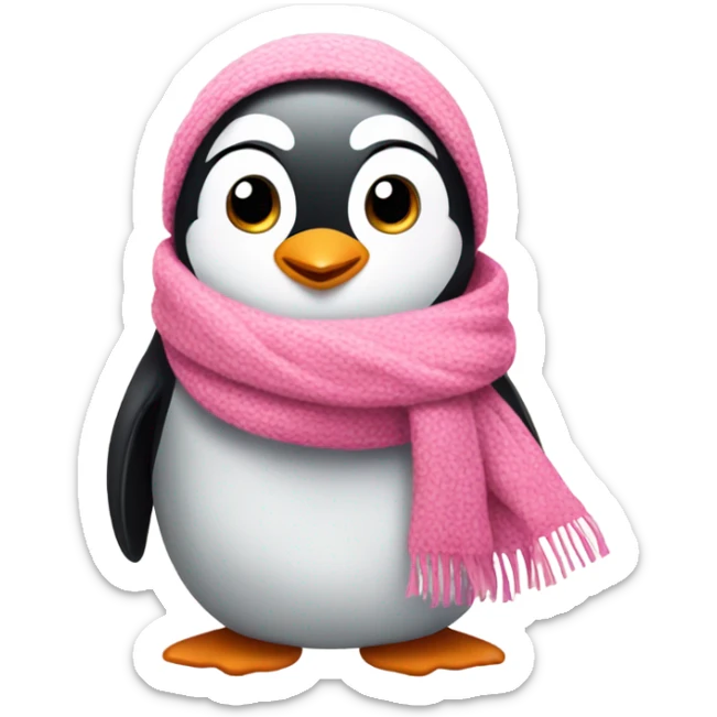 pinguin with pink scarf sticker