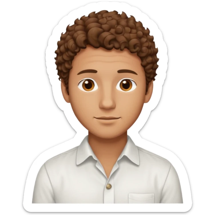 Handsome cute Man with tan skin and  brown eyes and  short brown curly wavy hair sticker