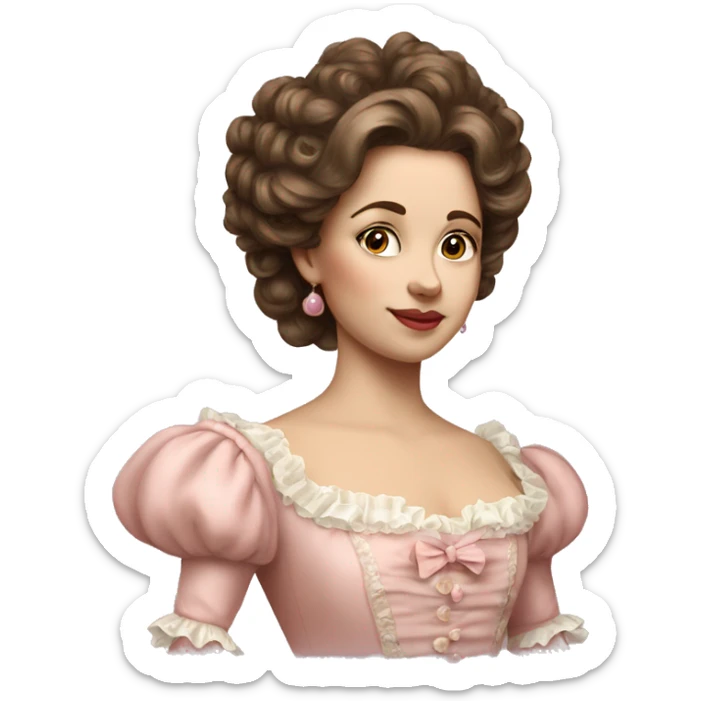 vintage rococo mixed woman with brown hair in a light pink gown  sticker