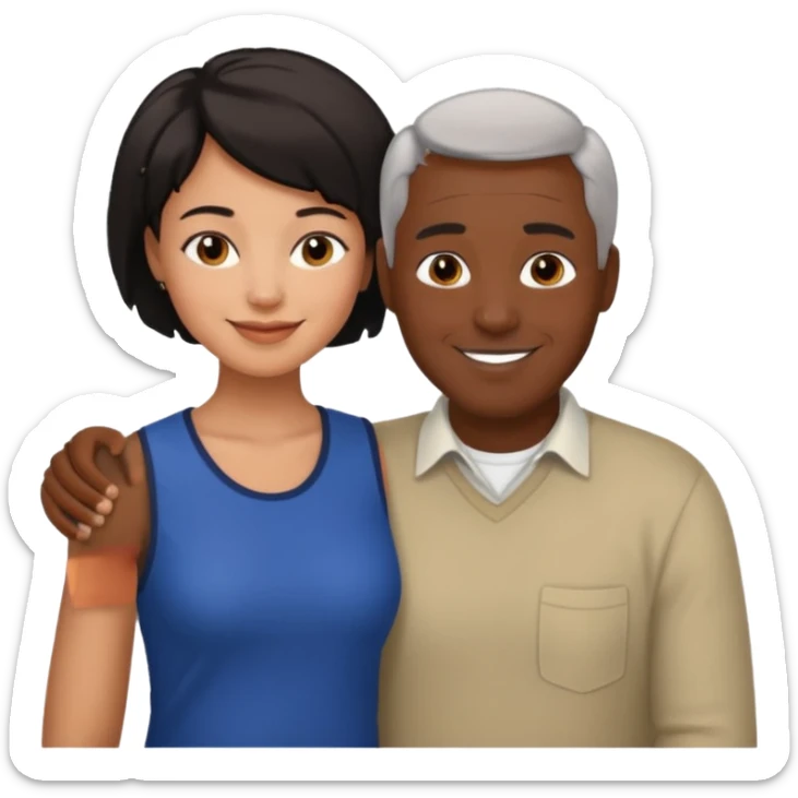 mixte couple black girl  with short hair , dark haired older white man sticker