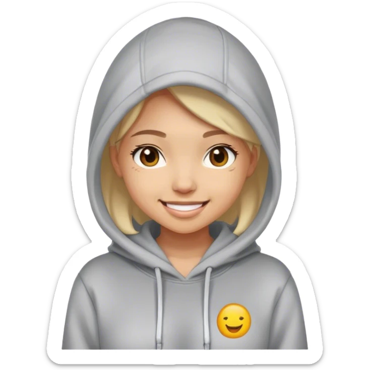 Girl wearing hoodies and she is happy sticker