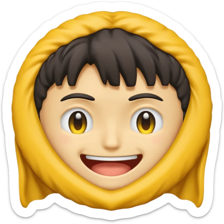 A yellow emoji of the anime character Guts from the anime Berserk with one eye closed sticker