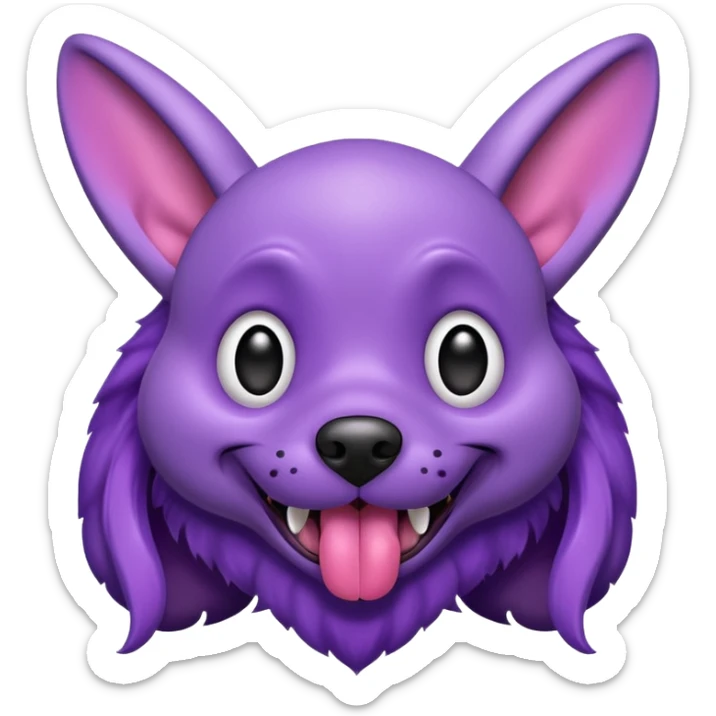 alien dog purple very big folded ear and tongue sticking out sticker