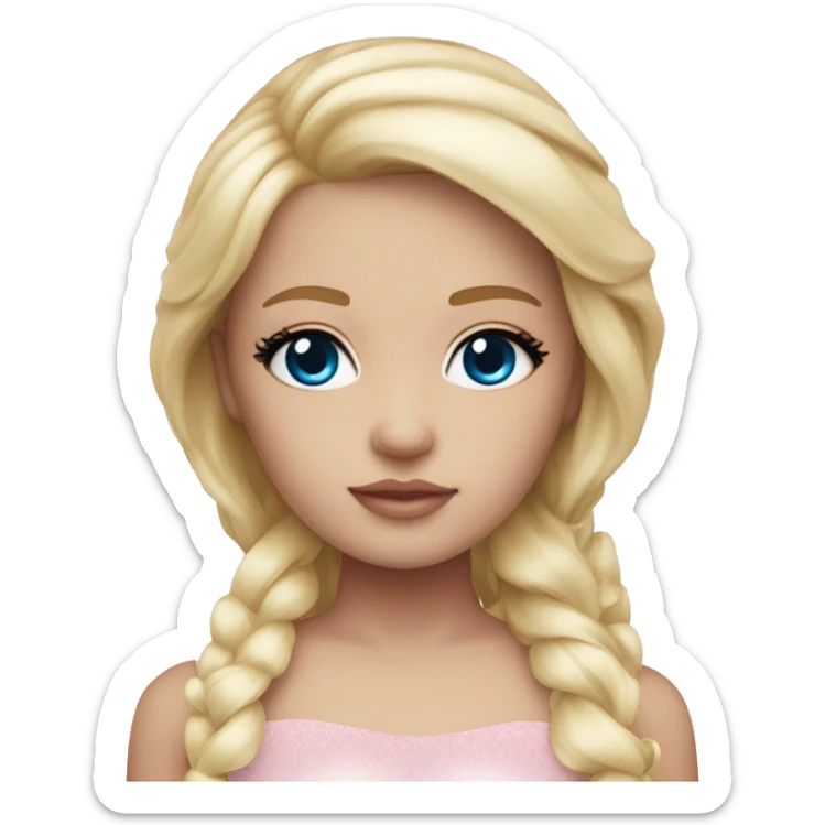 ocean blue doll eyes, blonde hair, feminine, pink, girl, angelic sticker