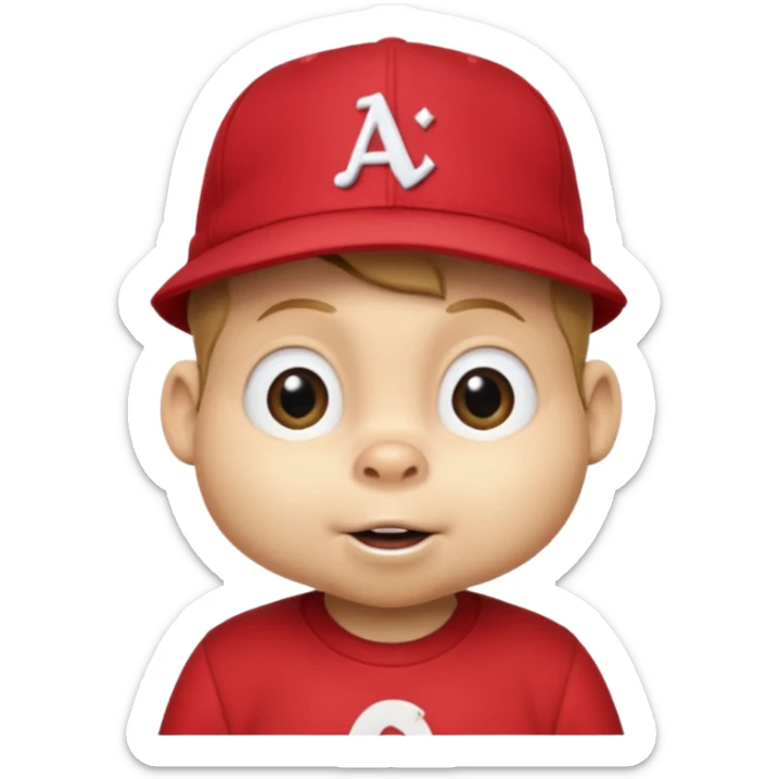 CHIPMUNK ALVIN FROM ALVIN AND THE CHIPMUNKS WITH RED SHIRT AND RED HAT VERY SKINNY AND MALNOURISHED sticker