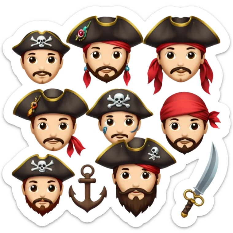 Je veux un tableau de stickers pour mon clan lak khawarizmi notre symbol est les pirat au chapeaux rouge , est un autre tableau de stickers écharpe de ton choix pour mon clan sticker