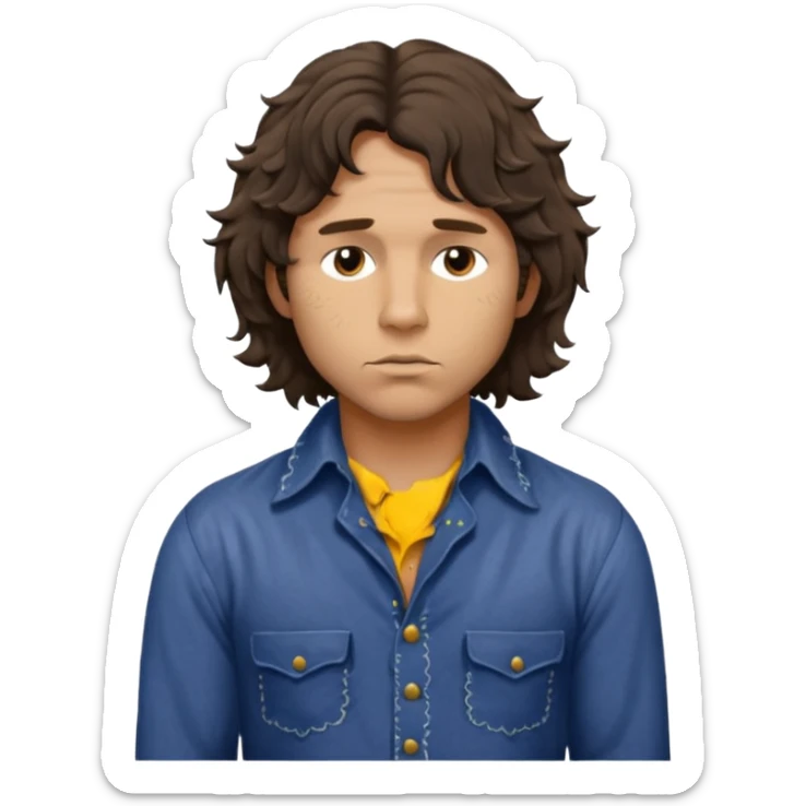 cinematic realistic ultra HD - a thoughtful, messy, shaggy Jim Morrison in a Victorian shirt sticker