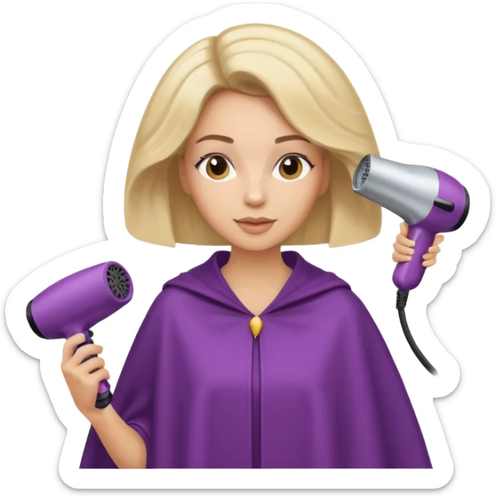 chica en la peluqueria con un secador en la cabeza y leyendo una revista sticker