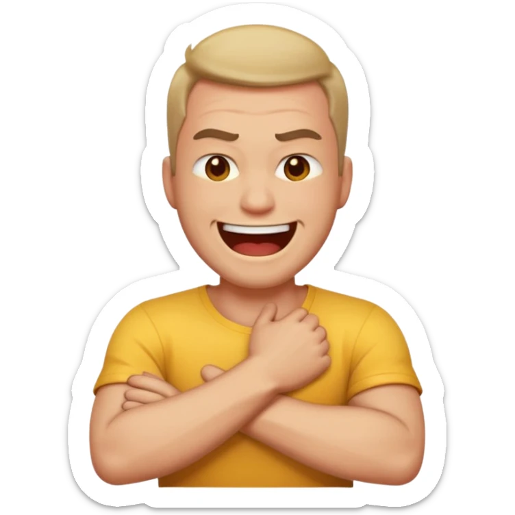 @kimmy ౨ৎ: Guys say “arms crossed around neck angry laughing guy” and then select emoji and you get it perfect sticker