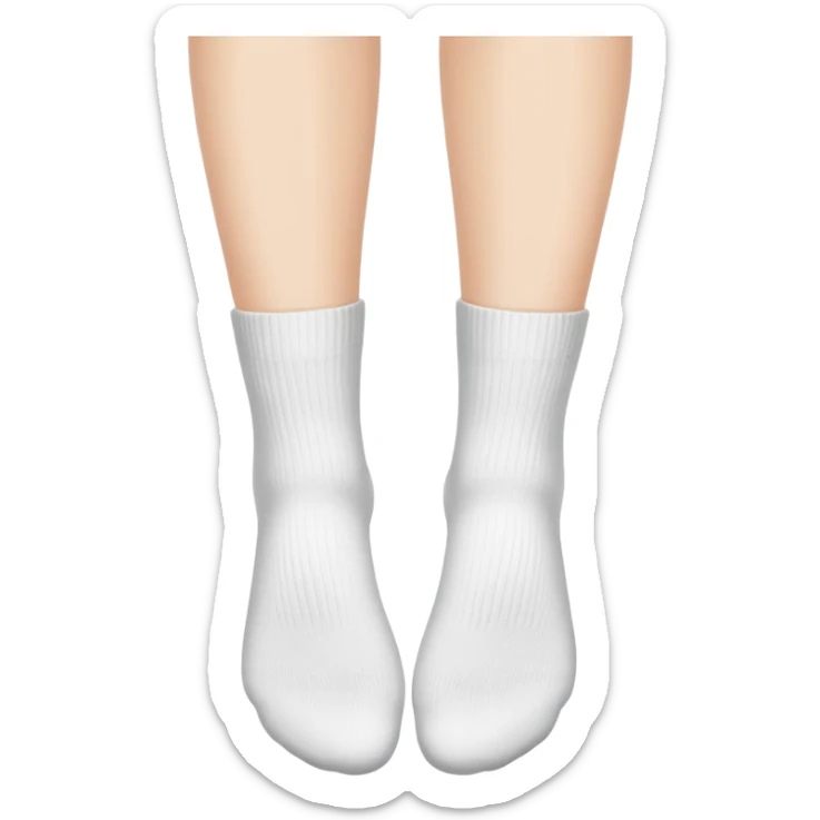 woman's feet wearing white crew socks viewed from directly underneath showing soles sticker