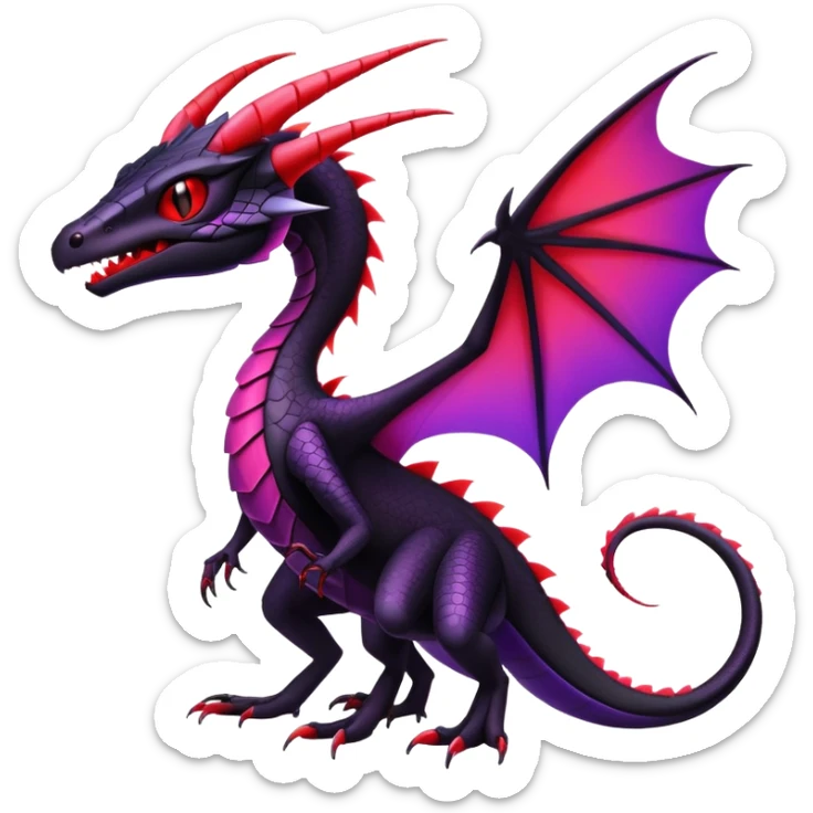 Colorful Neon Black and red and purple Gothic Edgy Tropical Flygon-Aurorus-Salandit-Salazzle-Amaura-Hybrid-Creature sticker