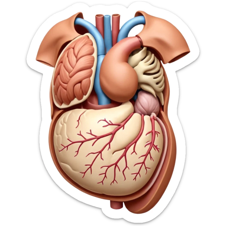 A highly detailed 3D accurate and anatomical model of the belly of a human. Medical illustration style, realistic lighting, neutral background, hyper-detailed, scientific accuracy, 8K resolution. ANATOMICAL ACCURACY and ORGAN PLACEMENT are a PRIORITY  sticker