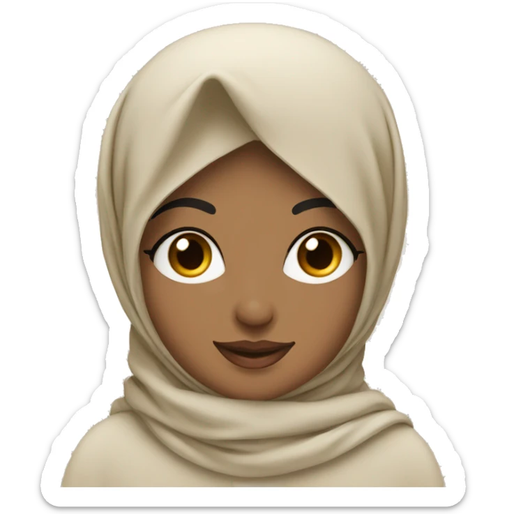 Arabic cosy girl with hijab and scarf beige sticker
