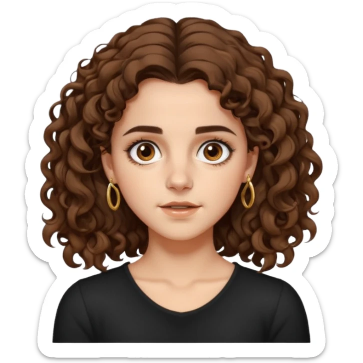 full body, very beautiful italian girl, dark brown eyes, looking like Emma Watson, with curly and big volume very bright brown hair, and a golden piercing ring in nose on left side, pullups

 sticker