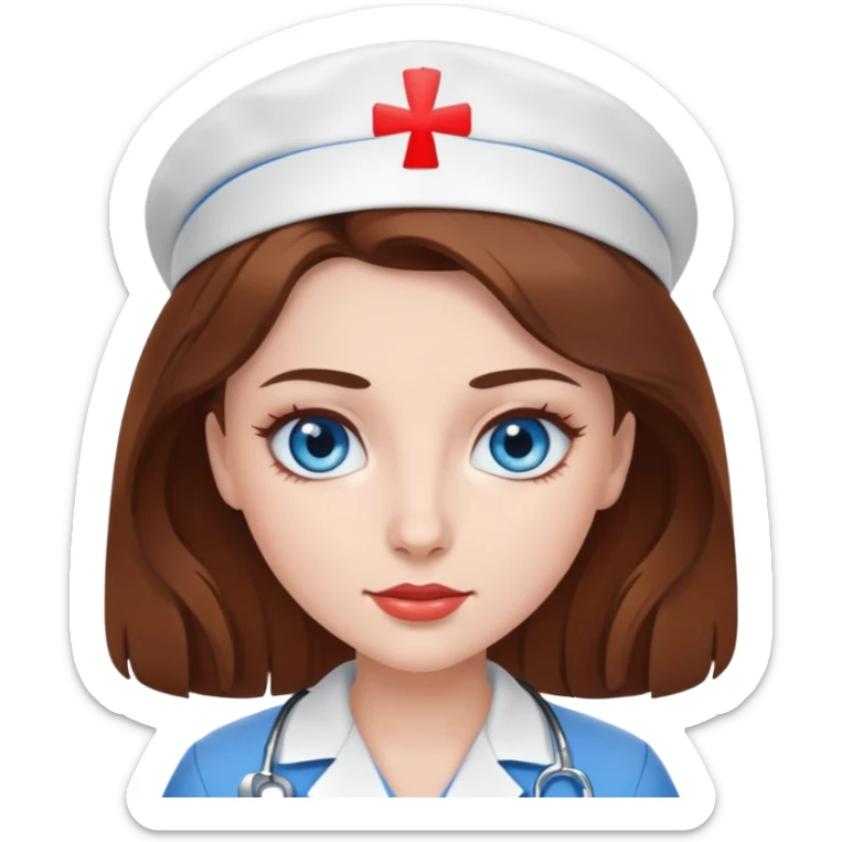 sexy nurse white skin brown hair blue eyes sticker