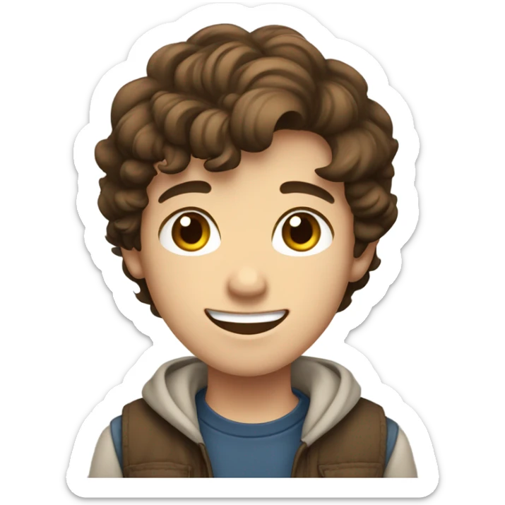 cute teenage boy brown hair brown eyes tan cute smile sticker