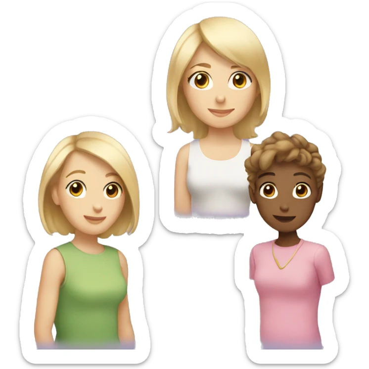 3 best friends, one with brown short hair, one with blond long hair and one with blonde short hair  sticker