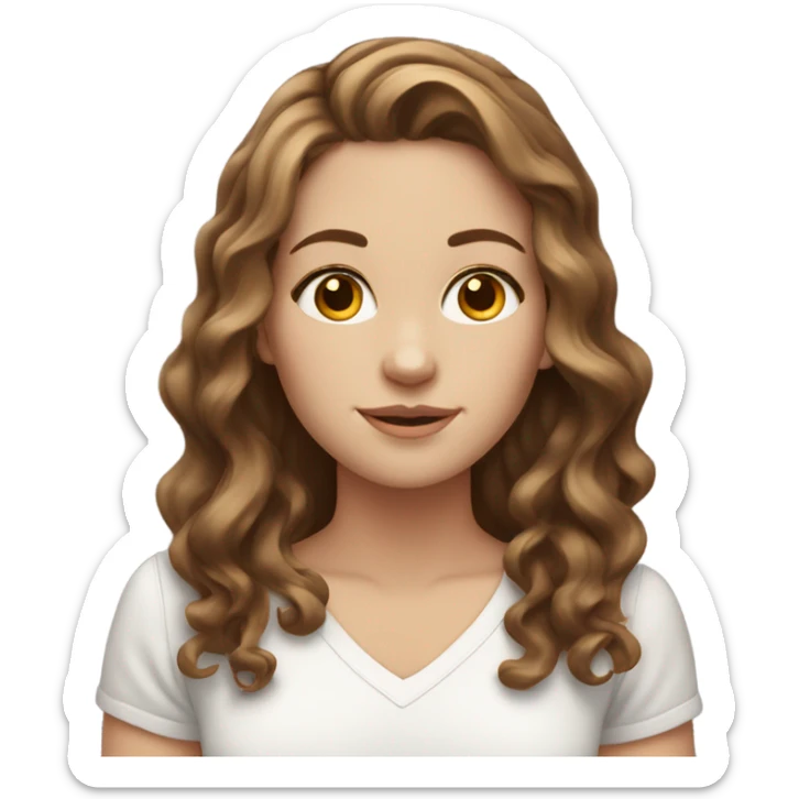 White girl with wavy brown highlighted hair sticker