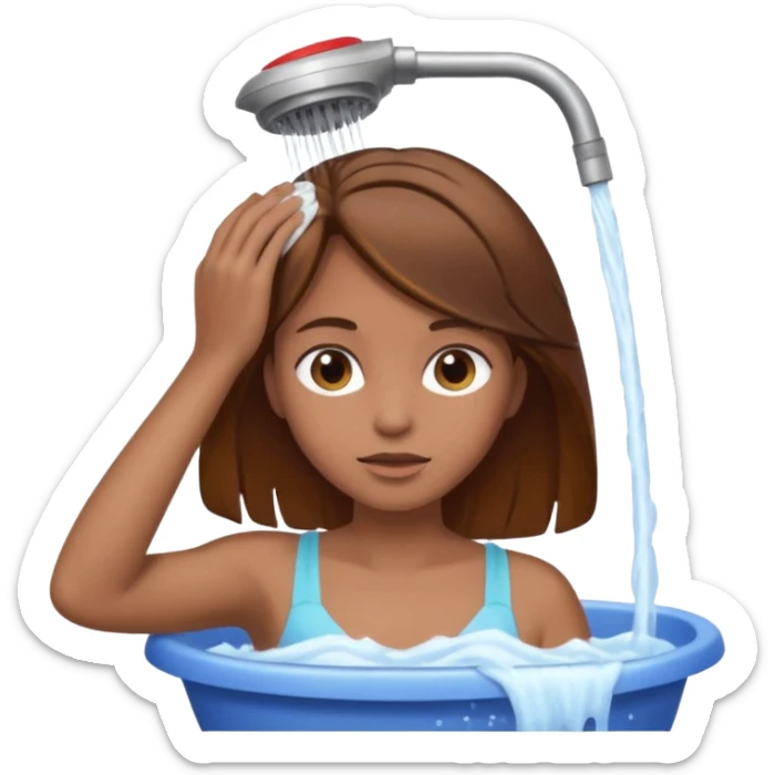 Girl with brown hair washing her hair  sticker