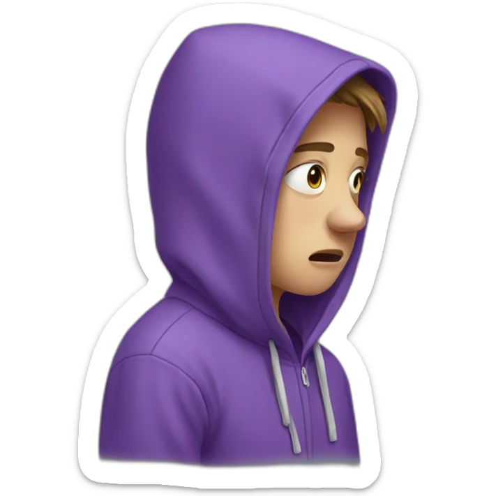 crying European teenager in a purple hoodie, crying sticker