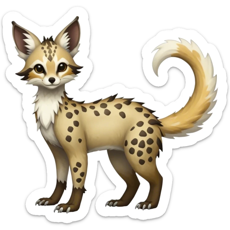 Feral Rare Fantasy Vernid-Trico-species by LiLaiRa, random markings, tufted tail, tufted ears, full body sticker