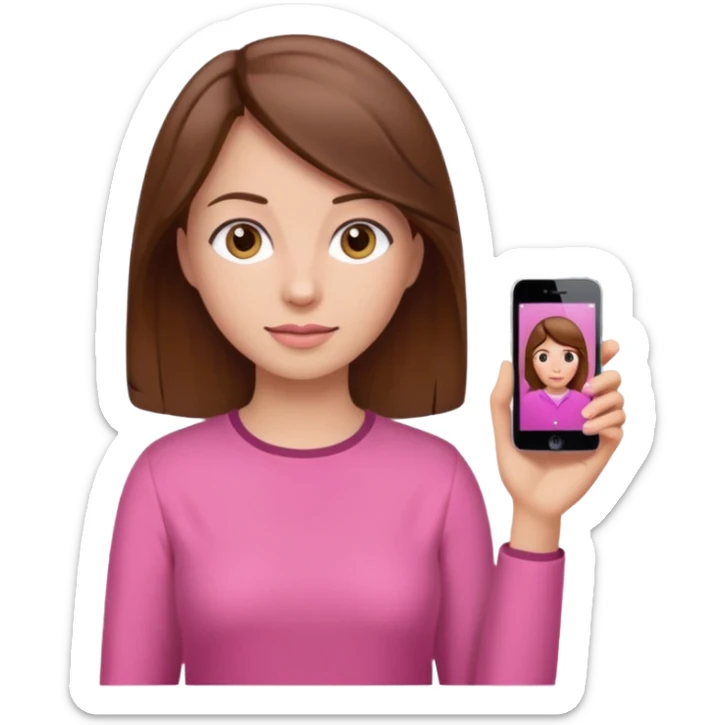 woman casual pink cloth brown hair  sticker