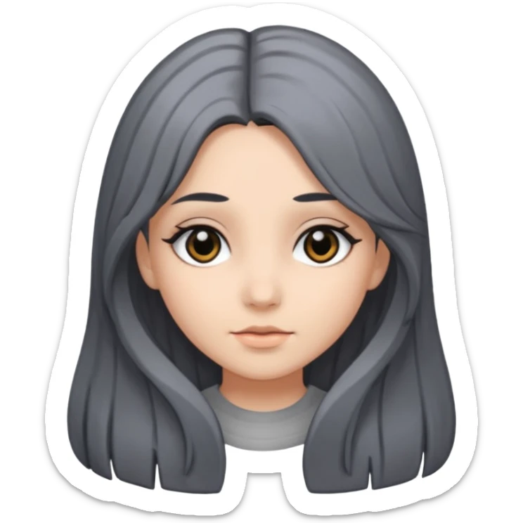 girl with black and gray hair and black eyes and long hair sticker