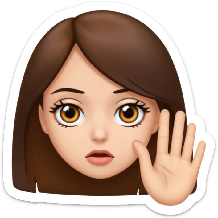 Baddie girl eye rolling at someone make sure they eye is twitching with brunette hair  sticker