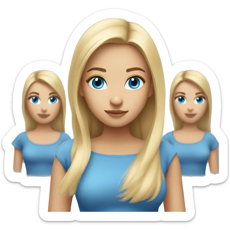 girl with blue eyes with blond straight shoulder-length hair, emoji should show shoulders and not show breasts sticker
