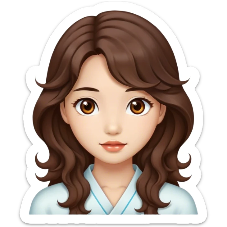 Beautiful girl,brown hair,wavy hair，long hair,brown eyes,Chinese sticker