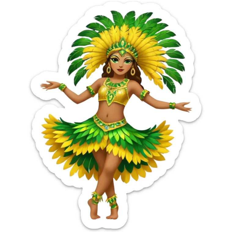 bailarina de samba de brasil cuerpo entero bailando quiero que lleve colores amarillos y verdes  sticker