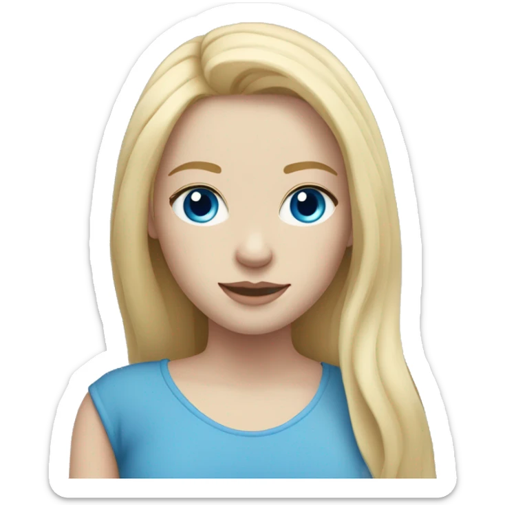 Blonde girl with pale skin and blue eyes. Layered long blonde hair sticker