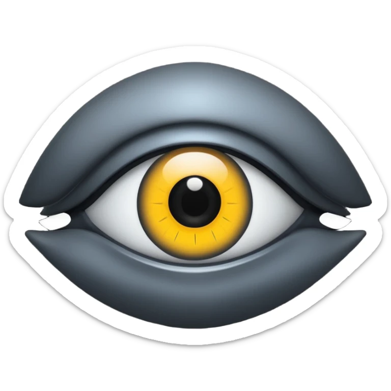 Minimal emoji, gothic futuristic eye, cold grey sclera, pupil replaced by a solid black number 8, occult cyber aesthetic, sharp clean lines, flat emoji design, centered, transparent background sticker