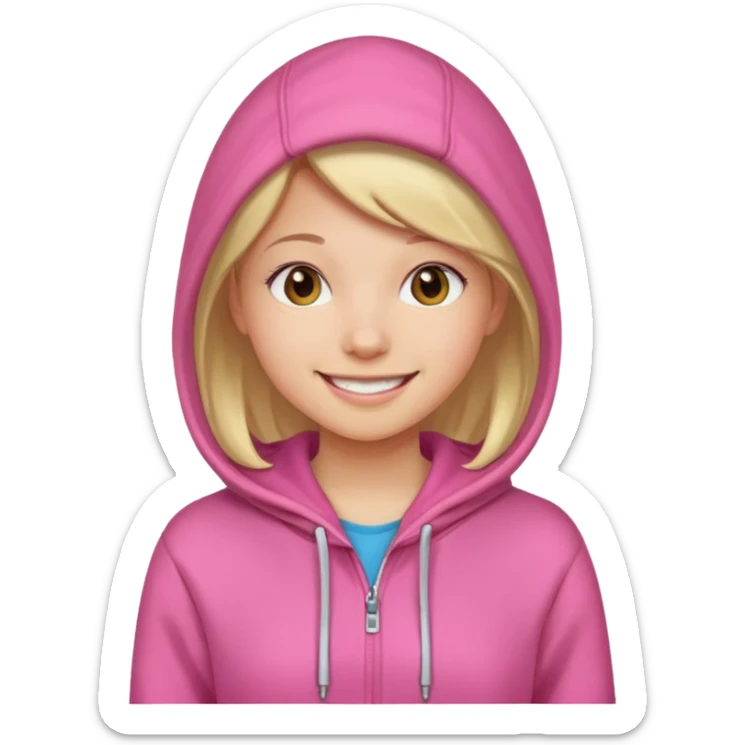 a portrait of girl wear pinkhoodie sticker