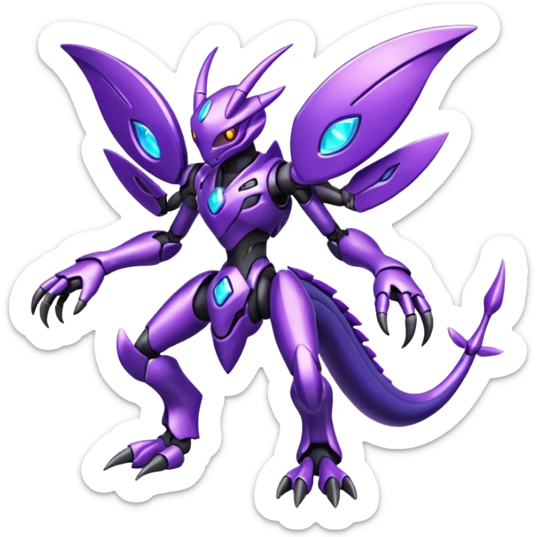 Shiny Futuristic Genesect-Miraidon-Lunala-Fakémon-hybrid-creature (full body)  sticker