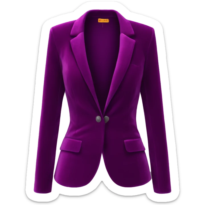 Realistic isolated open purple wine color velvet feminine fashion blazer jacket.  sticker