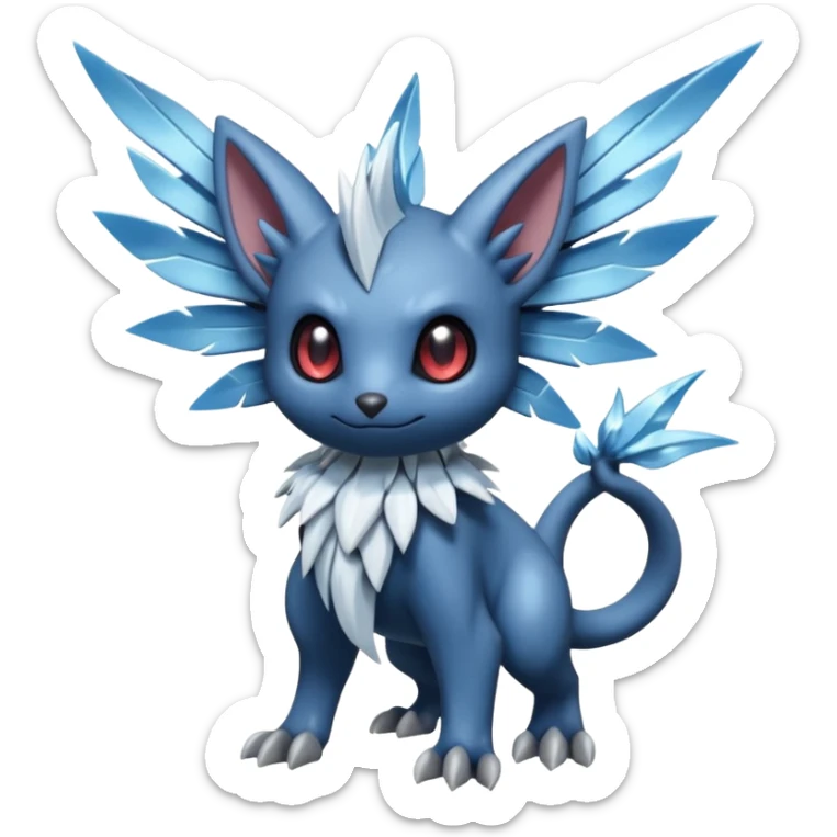 Elemental edgy dark dusky mechanical frosty fairy-like fantasy epic rare Glalie-Sneasel-Togetic-Pokémon-Fakémon-hybrid-creature sticker