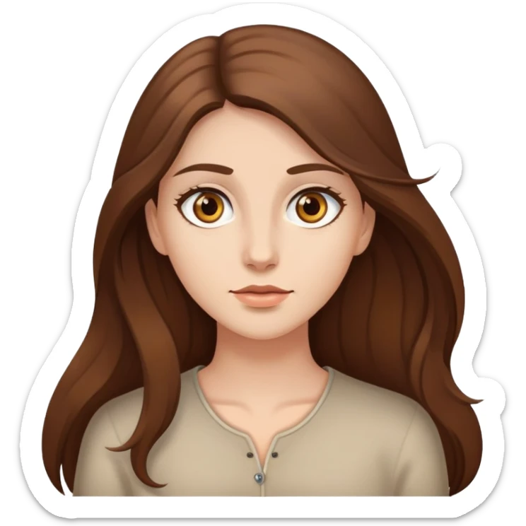 Femme à la peau claire et aux yeux marron. Elle a les cheveux long et de couleur châtain. Elle cherche quelque chose  sticker