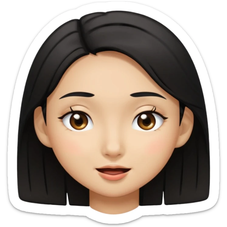 very tan Asian girl with black hair and dark brown eyes, winking sticker