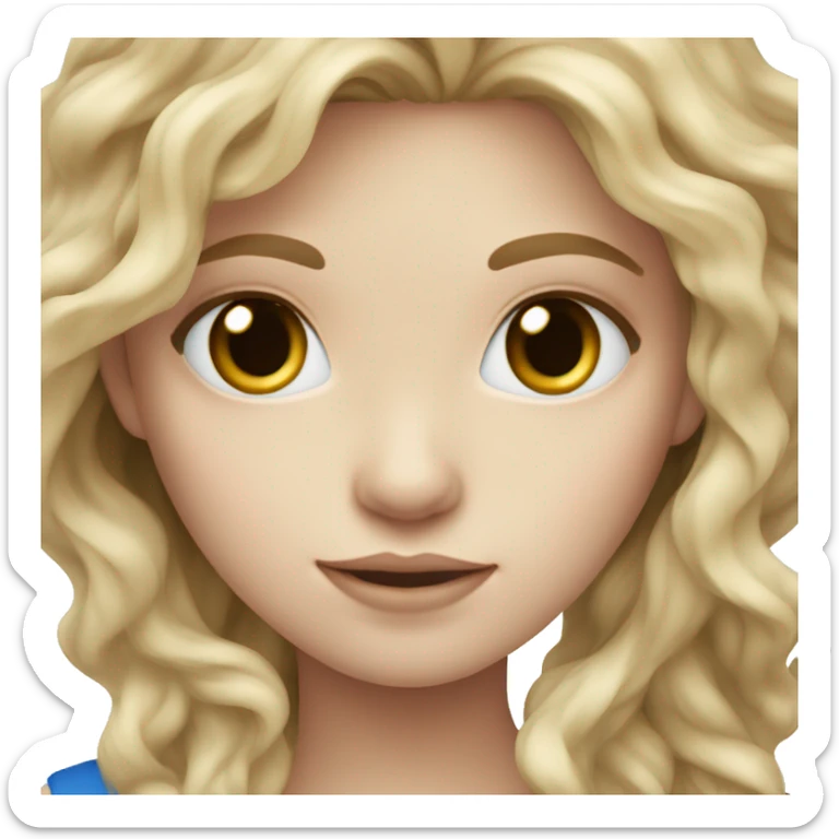 dark blonde hair girl blue eyes pale skin wavy hair sticker