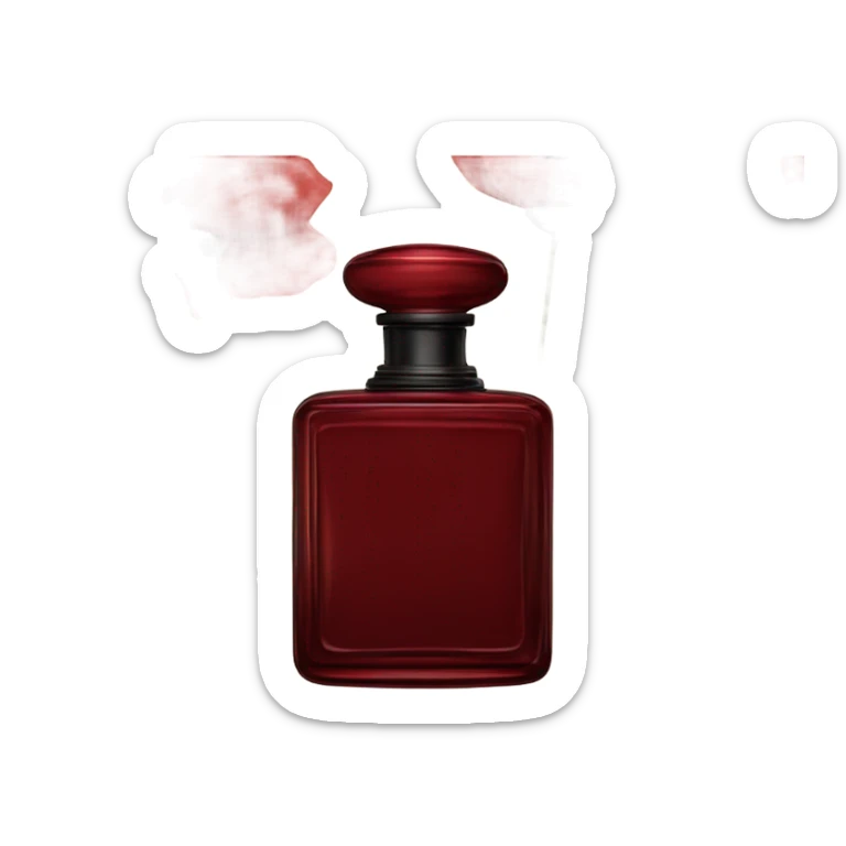 Dark red vintage French style perfume bottle with red poppies
 sticker