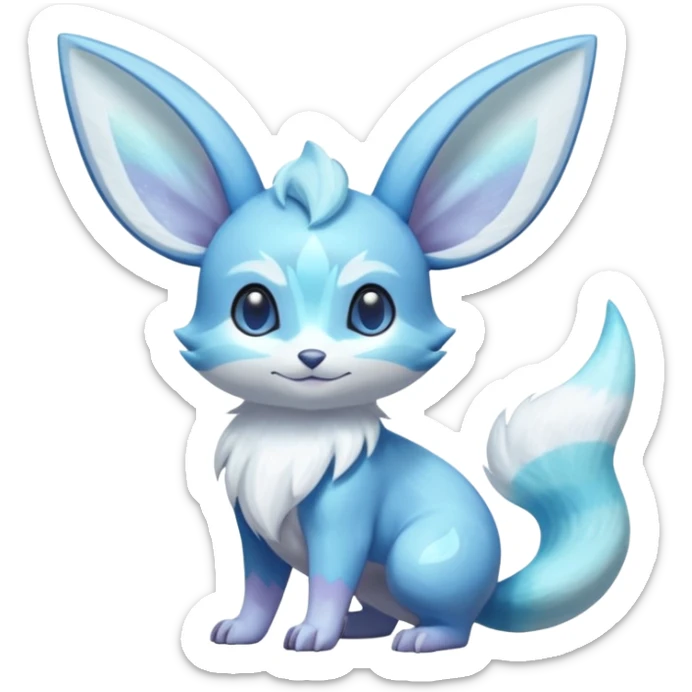 Shiny Pastel Colorful Iridescent Exotic Minccino-Aurorus-Glaceon-Fakémon-hybrid-creature (full body)  sticker